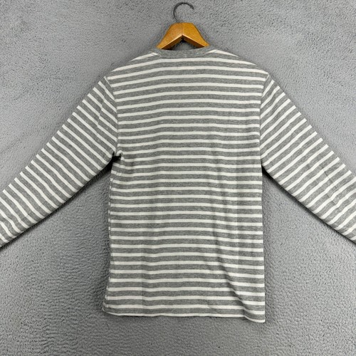 Polo Ralph Lauren Mens Sleepwear Shirt Medium White Grey Stripe Knit Long Sleeve - Picture 3 of 9
