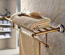 Antique Brass Wall Mount Bathroom Towel Rack Towel Rail/ Towel Bar Shelf Kba411