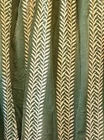 Vtg Woven Curtain Drape 3 Panel Lot Green Vines Fabric Scrap Yardage