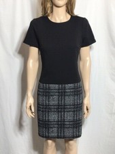 Women's NWT Calvin Klein Black Sheath Colorblock Plaid Skirt Dress