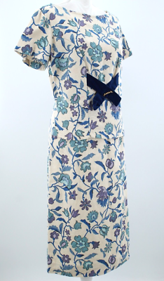 cream and blue floral dress Cream And Blue Floral Striped Midi Dress | Purple Door