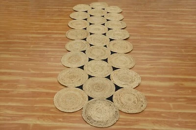 Beige Salle à Manger Jute Ovale Kilim Main Tressé Festonné Tapis Chambre 4x10 - Photo 1/4