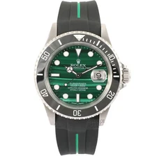 ROLEX SUBMARINER 16610 SS NO-HOLE 40MM MALACHITE DIAL CERAMIC BEZEL RUBBER STRAP