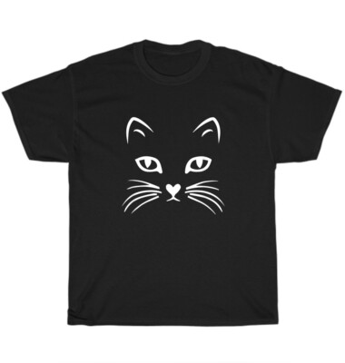 Cat Face T-Shirt Cats Kitten Pet Owner Animal Lover Unisex Funny Tee Gift NEW