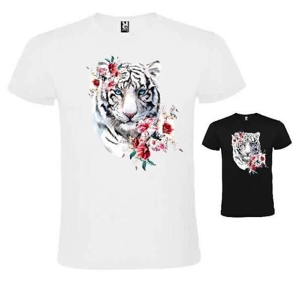 Camiseta con temática Tigre y flores