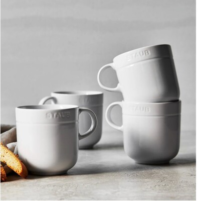 STAUB Ceramic Dinnerware 4-pc 16 oz. Mug Set (NWT) WHITE