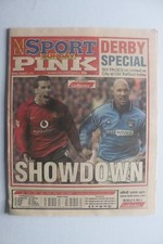 Manchester Evening News Sport Sunday Pink Newspaper 9/2/2003 Manchester Utd City