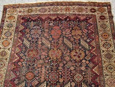 Antique Qashqai Shekarlu Rug Wanimal Motif 5.2 X 7.9 Circa 1880s