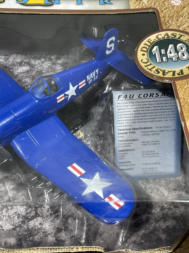 MOTOR MAX 76355 F4U Corsair 302 Navy Marine Metal 1:48 Die Cast Foto 4 de 4