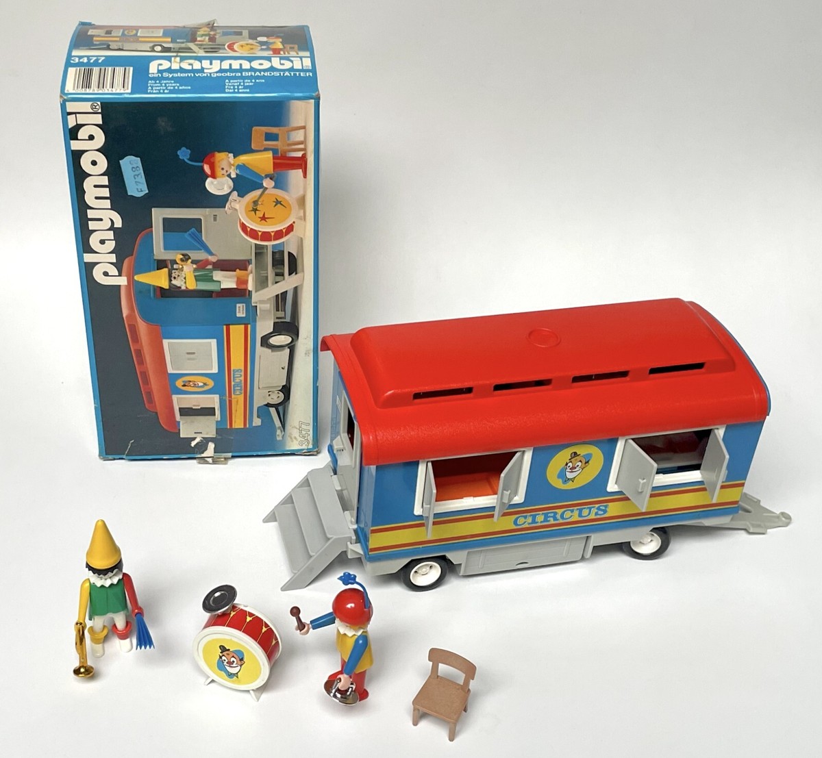 Playmobil 3477 Cirque – Caravane Roulotte Et Clowns De 1982 – Complet Et TBE