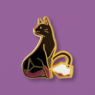 Cat Wine Merlot Enamel Pin | Cabernet Glass Kitten Charm Lapel Animal Vino Pinot