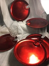 WINE WAITER CENTRUM Red Metallic Wine Plates (6) Parties Special Occasions. NEW
