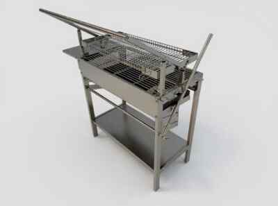Stainless Steel Mangal Grill 3-in-1 BBQ Skewer Rotisserie Flip Basket Adjustable