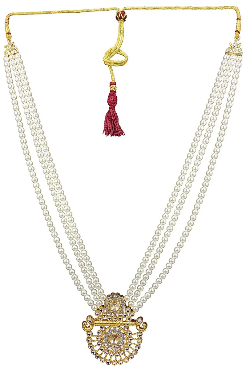 Indian traditional Designer Pearl Moti Necklace for Groom golden