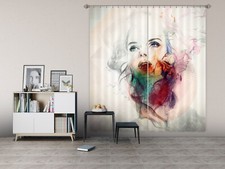 3D Watercolor Woman ZHUA3310 Photo Curtain Window Blockout Fabric Amy 2023