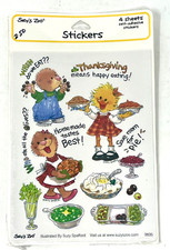 Vintage 2001 Suzy's Zoo Thanksgiving Stickers Factory Sealed 