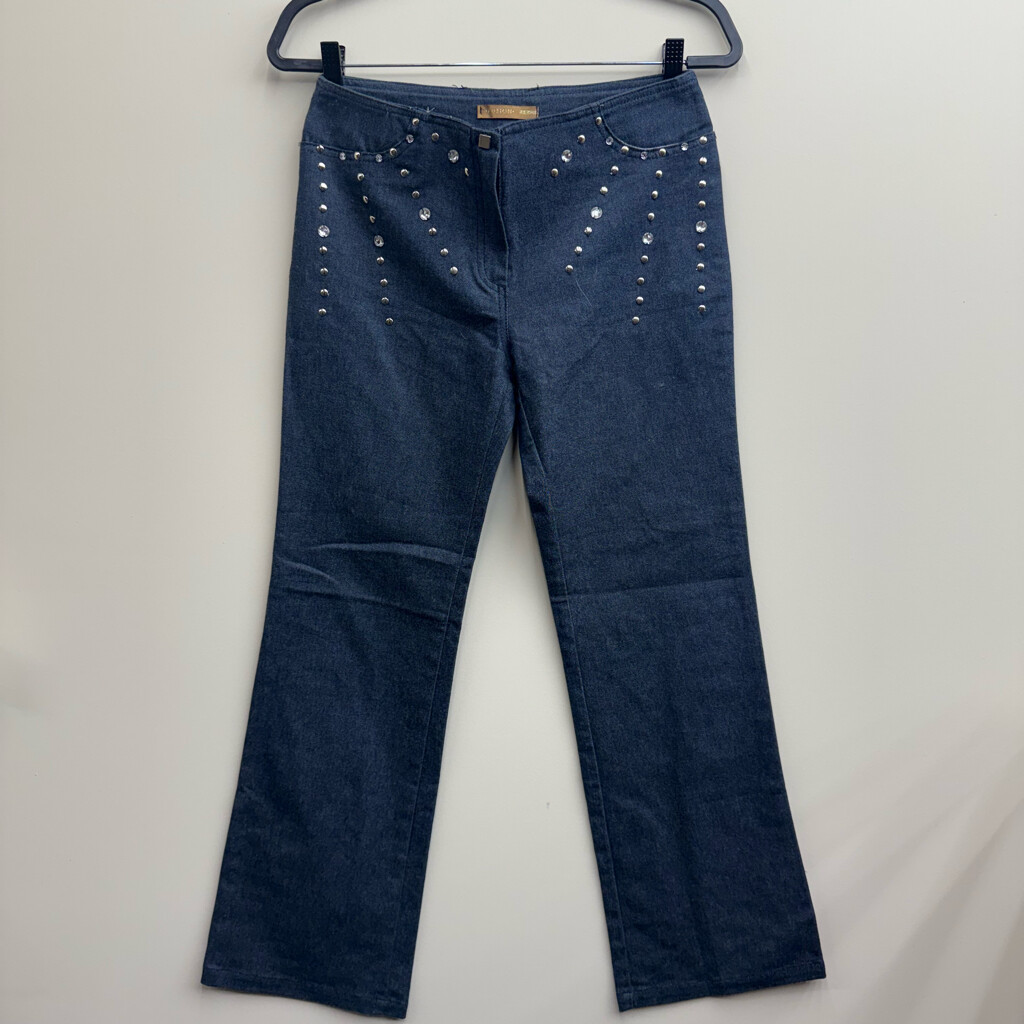 Y2K Rhinestone Flare Jeans for Women Size 30 with Studded Details