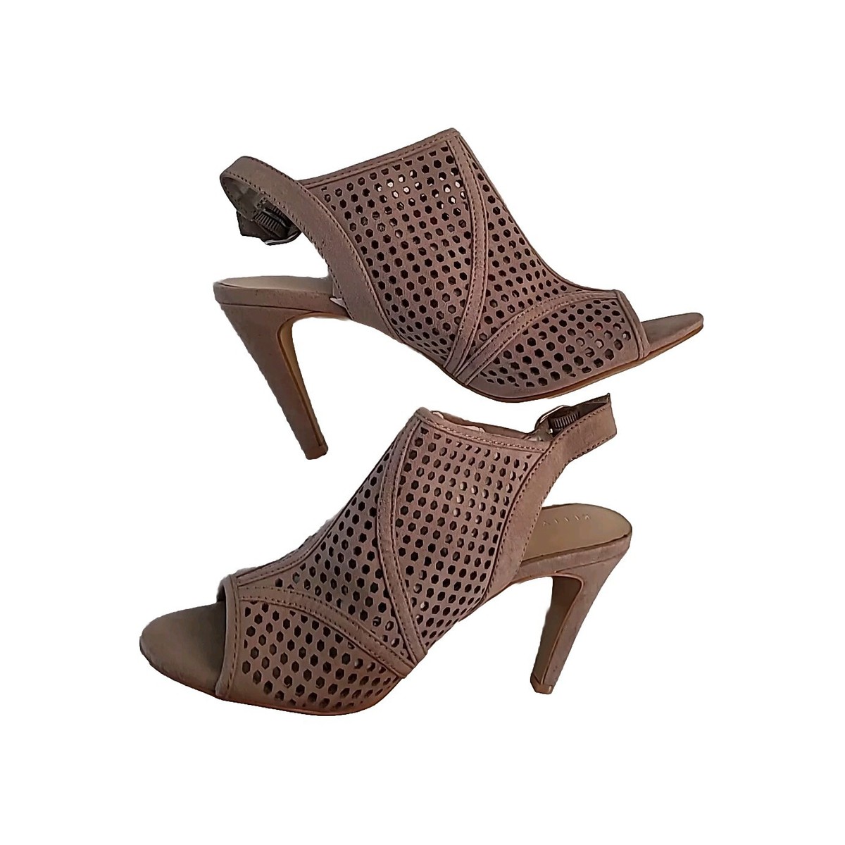 KELLY KATIE BROWN PEEP TOE BOOTIES HEEL SANDALS PUMPS BUCKLE CLOSURE  SZ