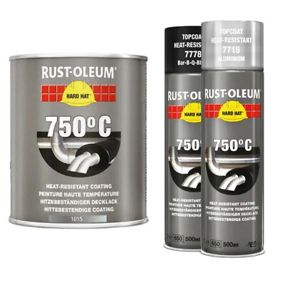 Rust-Oleum Hitzebeständiger Lack 750°C Außen- Innenbereich Seidenmatt Schwarz 