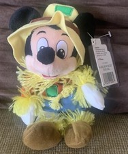 Walt Disney World NWT Scarecrow Mickey Mouse Bean Bag Plush 8" Thanksgiving Fall