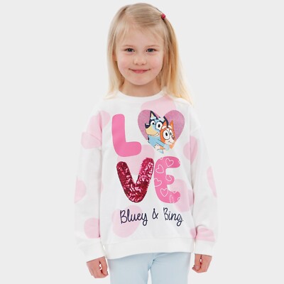 Bluey Sweatshirt für Mädchen | Bluey und Bingo Pullover | Mädchenpullover mit Pailletten