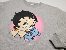 NEW Vintage 90s Betty Boop with Puppy - Gray Graphic Sweatshirt Men's L