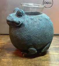Adorable FAT TOAD Candle Holder * Blue-Green Color * 5" tall * 1.3 lbs * NWOT