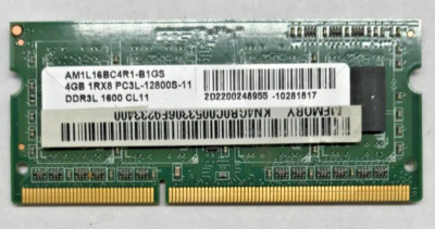 ADATA 4GB (1x4GB) DDR3 SODIMM AM1L16BC4R1-B1GS DDR3L 1600 PC3L-12800S-11  #R2135