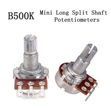 10 PCS Guitar Mini Size Pots B500K Long Split Shaft 18mm Tone Potentiometers