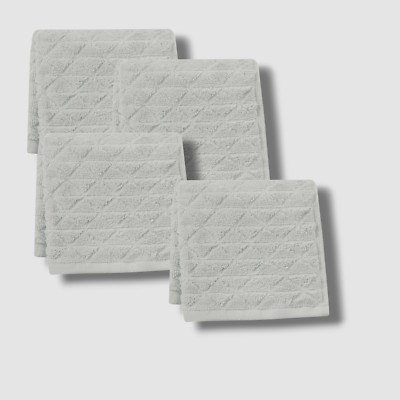 Clean Spaces Gray Cotton Pyramid Jacquard Washcloth Set 4 13'' x 13''