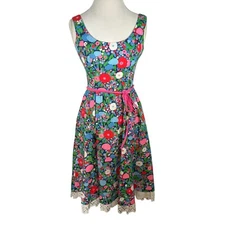 Vintage Lanz Originals Sun Dress Sleeveless Fit Flare Retro Floral Size 5/6 60s
