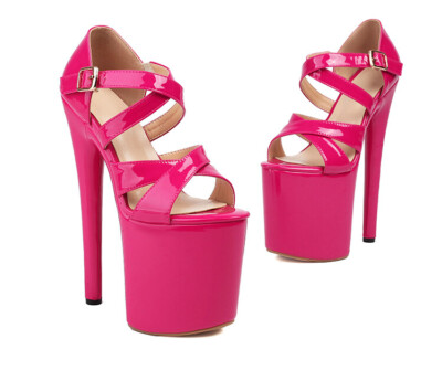 Women's Patent Platform Super High Heel Pole Dancing Gladiator Sandal Shoes SIZE