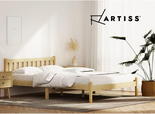 Double Bed Frame Platform Wooden Timber Frames Beds Base Headboard Bedroom Room - Picture 2 of 12