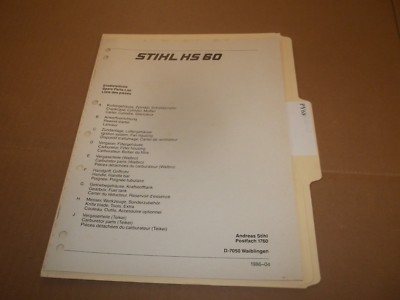 #ad PY68 Stihl Parts Manual HS 60 $19.99