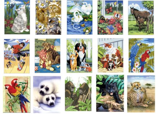 PAINTING BY NUMBERS A4 ACRYLIC PAINT ARTIST BRUSH KITS ANIMALS LANDSCAPES