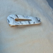 Marbled White Gray Gold Acrylic Metal Oval Hair Clip for Women