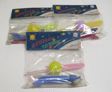 Lot of 3 Vtg Satelite To Space Novelty Dime Store Toy Atomic Hong Kong Sealed Q1