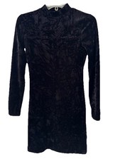 urban outfitters dress black crushed velvet turtle neck long sleeve small