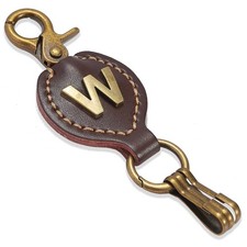Initial Letter Keychain Brown Leather Alphabet Keychain with Easy Clasp, Key ...