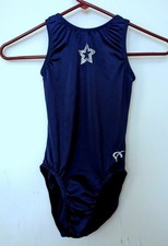 GK Elite Gymnastics Leotard Navy Blue Rhinestones Size CM