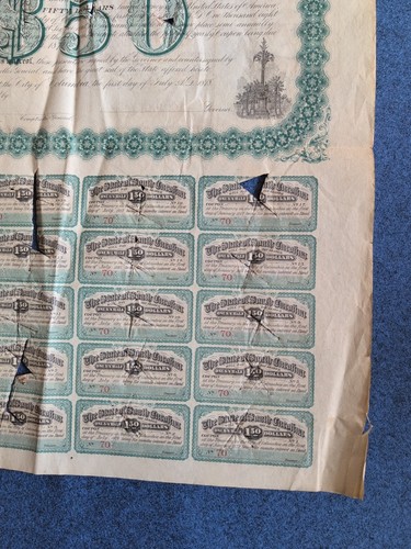 1878 $50 State of South Carolina Deficiency Bond Unissued Heavily Cut Cancelled - Picture 3 of 16