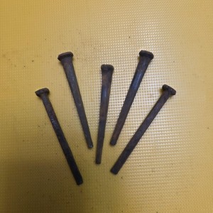 Vintage Steel/Iron Cut Nails Lot Of 5 2.5" Flat Head Square Shank Rustic Brown