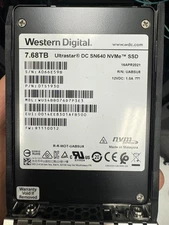 1x WD Ultrastar SN640 7.68TB 2.5'' NVME PCIE WUS4BB076D7P3E3 SSD 95% Health