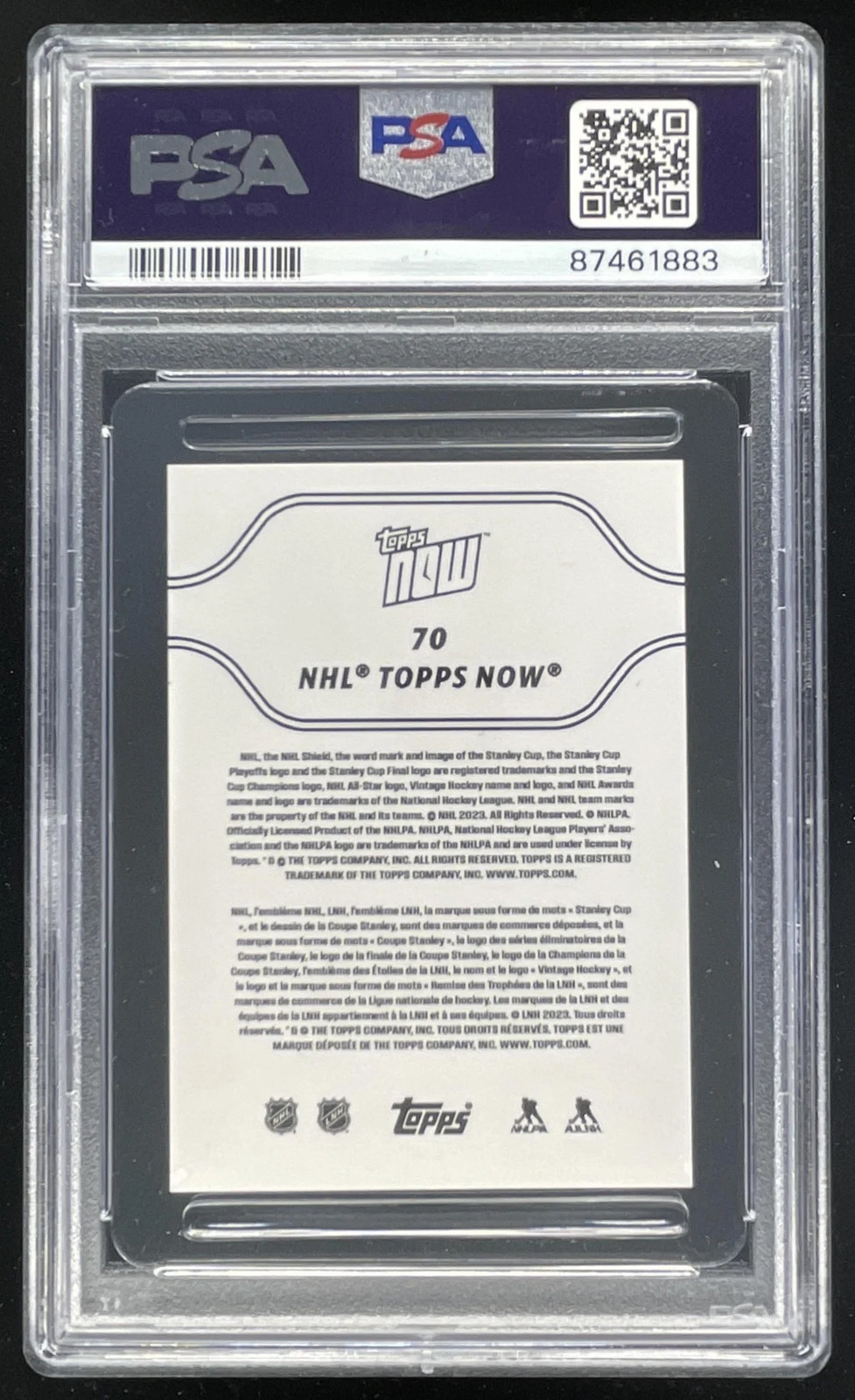 2023-24 Topps Now NHL Stickers #70 Connor Bedard RC PSA 10 view 2