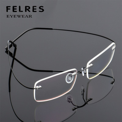 Men Metal Rimless Presbyopic Glasses Square Anti Blue Light Computer Readers