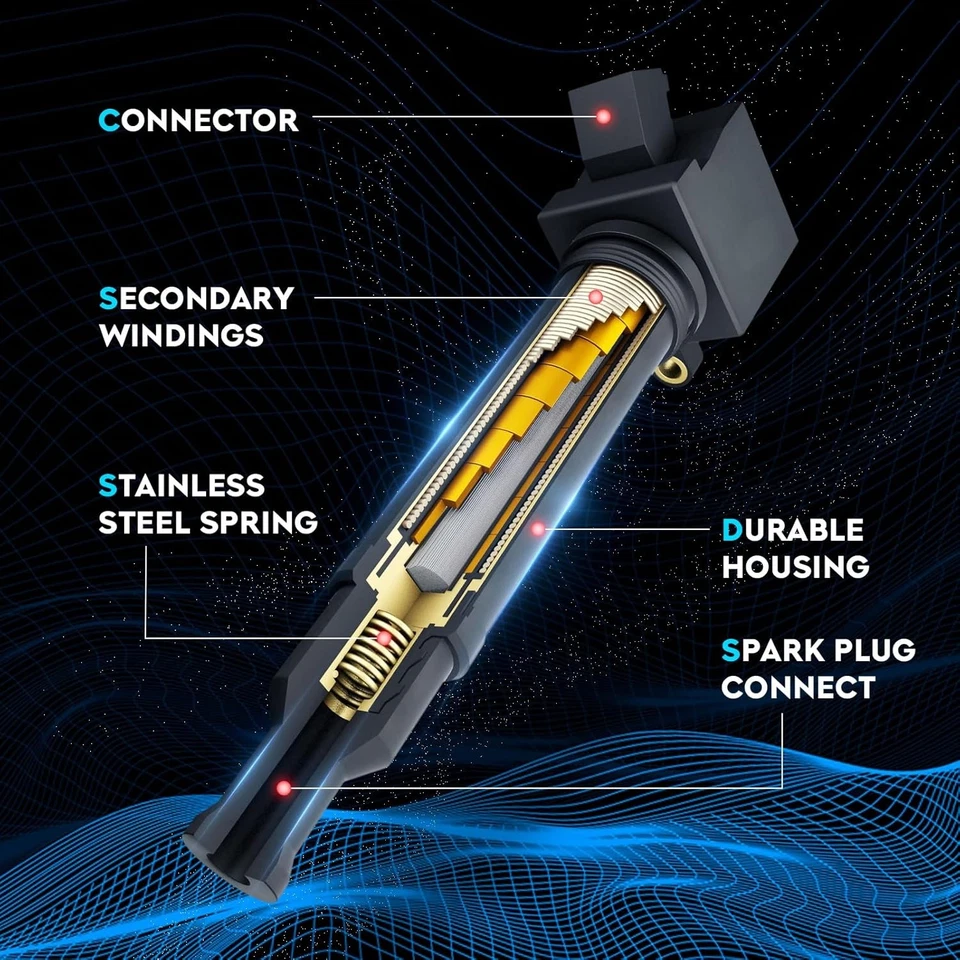 Juego de 4 Bobinas de Encendido Pack 2.4L Compatible con Chevy Equinox Cobalt HHR...  Foto 3 de 4