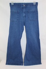 VTG US Navy Seafarer Mens 30 Blue Flare Bottom Utility Pants Talon Denim Jeans