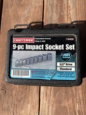 Vintage - CRAFTSMAN Tools USA 3/8 IMPACT SOCKET SET With CASE - 9 19400 9 PC