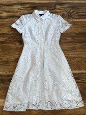 Ann Tayor Petite Dress White Floral Size 0P Shirtdress