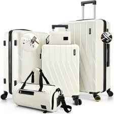 3/5 Piece ABS+PC Hardshell Luggage Set with Spinner & YKK Zipper, TSA Lock